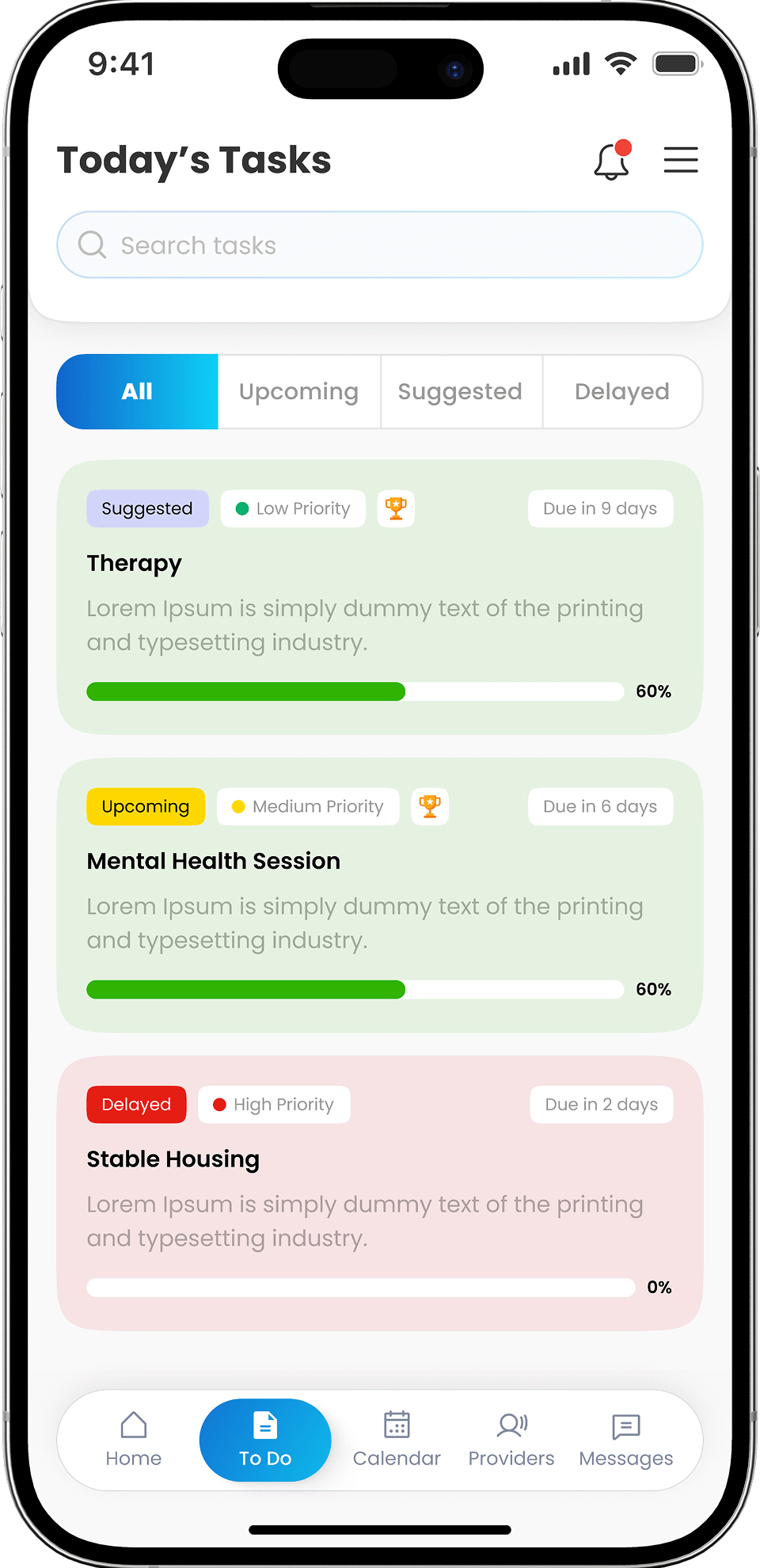 mobile todo screen